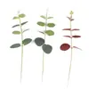 Flor Simulada Hoja de Dinero Única Hoja de Eucalipto Arreglo Floral de Boda con Flores Artificiales Decorativas y Hojas de Plantas Verdes Plantas Simuladas