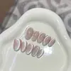 Isla de las Hadas Gato Francés Ojo de Gato Hecho a Mano Pura Boutique Uñas Portátiles Cortas Blanqueamiento Parche de Manicura Terminada Parche de Uñas Postizas