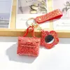 Pingente de Bolsa para Fone de Ouvido, Espelho Pequeno, Chaveiro de Mini Bolsa, Pingente Estilo Coreano, Armazenamento de Bolsa, Acessório de Moda com Glitter