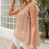 Amazon lista de deseos verano ropa europea y americana para mujer simple hueca dulce blusa tipo muñeca cuello en V manga volante top para mujer