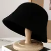 Chapéu Bucket de Lã Mesclada Cor Sólida Simples Tricotado Quente Confortável com Aba Pequena Chapéu Bucket Artístico Fresco para Exterior