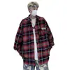 NewIns Temperamento Literario Simple Popular Perezoso Camisa de Cuadros Estilo Japonés Moda Harajuku Tendencia Versátil Rojo