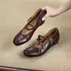 Sapatos Mary Jane simples populares de estilo francês para mulheres, novo modelo outono 2026, com aumento interno de altura, confortáveis e versáteis para o dia a dia.