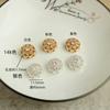 Cuentas redondas huecas con forma de flor de circonita dorada de 14 quilates, accesorios de joyería hechos a mano para bricolaje, collar, pulsera, cuentas sueltas, material para cuentas