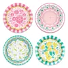 Bp027 Plato de Papel con Flores de Colores Vajilla para Fiesta Festiva para 8 Personas Decoración Pequeña de Flores Silvestres Plato de Papel Desechable