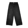 Jeans Lavados y Desgastados Retro Europeos y Americanos Transfronterizos para Hombres y Mujeres, Moda Callejera de Otoño e Invierno Pantalones de Pierna Recta con Decoración Metálica
