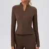 Chaqueta de Yoga Cálida con Forro Polar para Otoño e Invierno para Mujer, Cardigan Deportivo con Cremallera y Cuello Alto, Corte Ajustado con Bolsillos, Abrigo de Fitness 52633