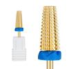 Cabeça de polimento de unhas de aço de tungstênio banhado a ouro cabeça chata unha de dente reto broca de aço de tungstênio ferramenta de polimento de unhas cone dente de cabeça chata