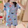 Pijamas de verano para mujer, sueltos, de talla grande, bonitos y bonitos, de manga corta, para estudiantes, estilo coreano, ropa de abrigo, ropa para el hogar, traje