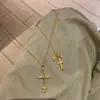 Collar con Colgante de Cruz de Purpurina Fina de Moda Lujo Nicho Gama Alta Cadena Versátil para Clavícula Venta al por Mayor