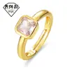 Anel quadrado de diamante aberto design de nicho estilo frio anel do dedo indicador luxo leve francês zircônia micro cravejada super brilhante moda