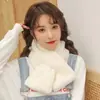 Bufanda de Felpa de Piel de Conejo para Mujer Otoño e Invierno Engrosada Cálida Estilo Coreano Estudiante Versátil Cruzada de Felpa Protección para el Cuello