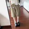 Shorts de Mezclilla Cargo Rectos Sueltos Color Verde Militar para Mujer Verano Nuevo Diseño Cintura Alta Ajustados Versátiles de Cinco Puntos