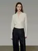 Suéter de punto de manga larga estilo francés Qiaomi para mujer, jersey de cuello en V, elegante y sofisticado, diseño único, top adelgazante