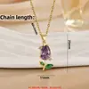 Collar de Tulipán Joyería para Mujer, Flor de Zirconio Rosa Colgante Natural Fresco, Joyería Versátil de Cadena para Clavícula de Nicho de Alta Gama