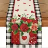 Bandera de Mesa Nueva para el Día de San Valentín Transfronteriza 2026 Decoración de Fecha Festiva Mantel Decoración de Mesa Corazón Día de San Valentín Bandera de Mesa