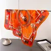 Bufanda Cuadrada Estilo Coreano Estampado de Carruaje Seda Artificial Chal de Gama Alta Bufanda Versátil para Cuello Pañuelo para la Cabeza Bufanda para Mujeres