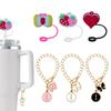 Parche stanley Tapas de Pajita con Agujeros Cadena de 26 Alfabetos traje temu Accesorios para Vaso de Agua Tapas de Pajita Stan