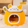 Cama Nova Gato da Sorte 2026: Atrai Riqueza e Tesouro, Quente para o Inverno, Forrada com Lã, Espessada, Semi-Fechada Cama para Pet com Sino