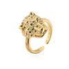 Anillo Aogu de Moda Europea y Americana Hip-Hop para Mujer Cobre Chapado en Oro de 18K Zircón Leopardo Geométrico Anillo Abierto Producto Nuevo Transfronterizo