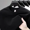 Camiseta Sin Marcas Casual Algodón de Amoníaco Líquido para Hombre 5A Antibacteriana Cuello Redondo Manga Corta Camiseta Base Color Sólido Camiseta de Verano Publicitaria