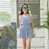 Maiô Fresco Estilo Coreano Natação Feminina Hot Spring Maiô Conservador Estudantes Babados Boxer Listrado Maiô de Uma Peça