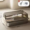 Bandeja de arena para gatos de acero inoxidable, estilo abierto, de lados altos, extragrande, anti-salpicaduras, profundizada, inodoro para gatos semicerrado, accesorios para mascotas
