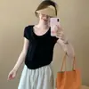 Camiseta de punto de manga corta tie-dye clásica, nueva de verano 2026, estilo coreano, versátil, casual, elegante, ligera, para mujer