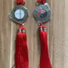 Espejo Plano Bagua de Tai Chi Pintado, Colgante de Borla Grande de Monedas de los Cinco Emperadores, Decoración Estilo Chino para Puertas, Ventanas y Balcones