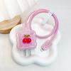 Modelo Onda Adequado para Carregador Apple 20W Capa Protetora Cabeça de Carregamento 18W Cabo de Dados Adesivo Protetor Cereja Rosa