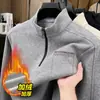 Sudadera Gruesa de Cuello Medio para Papá, Camiseta Forrada de Polar Cálida Todo en Uno para Hombres de Mediana Edad y Mayores, Camiseta Base Ajustada de Terciopelo para Hombre