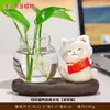 Itens de Decoração de Mesa: Estatueta de Leão, Gato da Sorte, Arranjo de Flores Hidropônicas, Vaso Hidropônico, Planta Verde de Mesa, Recipiente para Flores, Vaso de Cerâmica