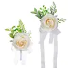 Ramillete de muñeca para novia, con rosas artificiales y tul blanco, perfecto para las damas de honor y sus grupos como decoración de muñeca