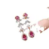 Venta al por mayor de fábrica Pendientes Populares de Granate Natural Plata S925 Incrustado Piedra Principal 4*5 Joyería de Lujo Venta Directa de Fábrica
