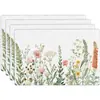 Mat de aislamiento impermeable con estampado a una cara de lino, estilo floración de tulipán y girasol, temática de flores y pájaros, nuevo de verano, transfronterizo de Temu