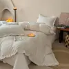 Colcha de Cama Liso Colorido de Lã de Leite Francesa Conjunto de Quatro Peças Cama de Casal Capa de Edredom Plus Veludo Lençol de Cama Acolchoado com Enchimento de Algodão Conjunto Quente de Inverno