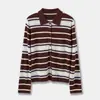 Cárdigan de punto a rayas con cuello para mujer, de lana y Tencel, para Otoño e Invierno