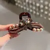 Pinza para el Cabello de Acetato Cristalino de Tamaño Mediano, Lujosa y Versátil, con Pedrería Completa para la Parte Posterior de la Cabeza