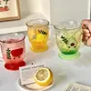 Vaso de Vidrio de Dibujos Animados para Uso en Casa, Vaso de Agua Alto y Elegante para Mujeres, Nuevo Modelo 2025 Taza para Jugo, Taza de Café y Té de Leche