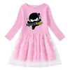 Vestido de Niña Transfronterizo Nuevo Primavera y Otoño Algodón Estampado Dibujos Animados Estrella Luna Malla Manga Larga Vestido de Princesa