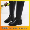 Botas Quentes com Veludo Femininas 2026 Novo Estilo de Inverno Salto Grosso Bico Redondo Botas de Cavaleiro Moda Retrô Botas Longas Acima do Joelho