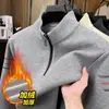 Sudadera Gruesa de Cuello Medio para Papá, Camiseta Forrada de Polar Cálida Todo en Uno para Hombres de Mediana Edad y Mayores, Camiseta Base Ajustada de Terciopelo para Hombre