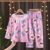 Pijama infantil do Sudeste Asiático para meninas manga longa Princesa meninas pequenas roupas de casa crianças maiores conjunto de pijama fofo Atacado