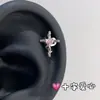 Ear Cuff Vintage de Corazón Cruzado Envolvente Corazón Acero de Titanio Personalizado Aretes de Botón Brillantes con Circonita para Mujer, No es Necesario Quitar para Dormir
