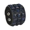 Pulsera cuadrada con remaches de tres filas en stock, pulsera ancha de cuero PU multicolor con esquinas redondeadas, de moda y genial para hombre, venta al por mayor de comercio exterior multicolor