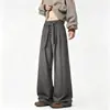 Calça Casual Listrada Estilo Old Money para Homens, Estilo Americano, Caimento Fluido, Tamanho Grande, Perna Reta, Calça Larga Solta para Outono, para Homens Altos e Fortes