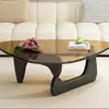 Mesa de centro de vidro para salas pequenas, design transparente nórdico minimalista moderno, mesa de chá redonda criativa Isamu Noguchi