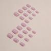 Uñas postizas naturales frescas y bonitas de color rosa, morado y blanco, cuadradas, estilo europeo, para niña, 24 piezas