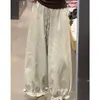 Temporada de primavera y otoño, bombachos florales cortos para mujer con cintura elástica, corte holgado, efecto adelgazante, adecuados para figuras petite, pierna ancha, estilo linterna, pantalones tapered en el tobillo, estilo transfronterizo, tela gruesa