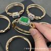 Pulseira de Dentes de Cristal Mineral Original Natural Mão Aberta Inlaid com Pedra Original Joias de Personalidade de Luxo Europeias e Americanas